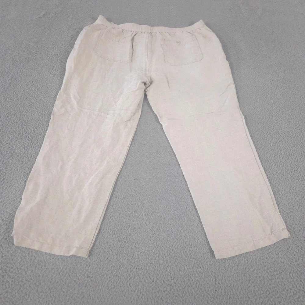 Cubavera Pants Mens‎ XL Beige Straight Leg Linen Blend Drawstring Elastic Waist